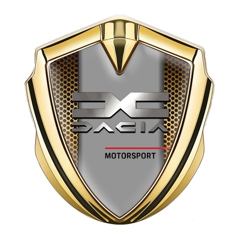 Dacia Emblem Logo Schriftzug Aufkleber Goldtonfarbe Orange Gitter mit Grau Logo Panel
