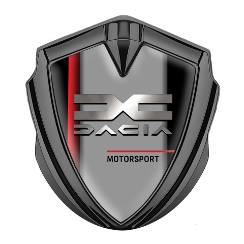 Dacia Abzeichen selbstklebend Graphit Tonfarbe Schwarz Basis mit Rote Band Design