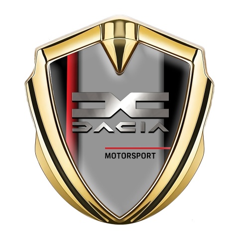Dacia Abzeichen selbstklebend Goldtonfarbe Schwarz Basis mit Rote Band Design