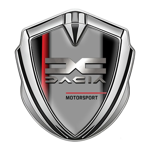 Dacia Abzeichen selbstklebend Silbertonfarbe Schwarz Basis mit Rote Band Design