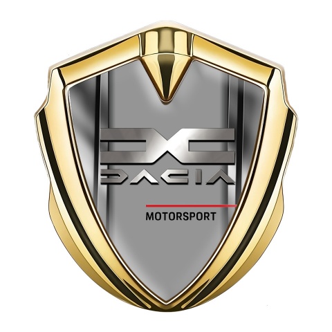 Dacia Abzeichen selbstklebend Goldtonfarbe Metall rahmen Basis mut Grau Logo Panel