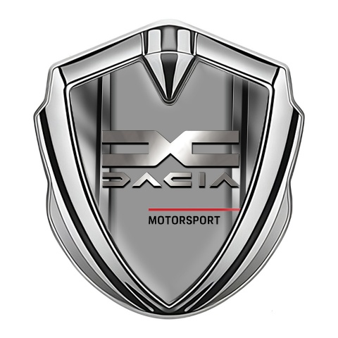 Dacia Abzeichen selbstklebend Silbertonfarbe Metall rahmen Basis mut Grau Logo Panel