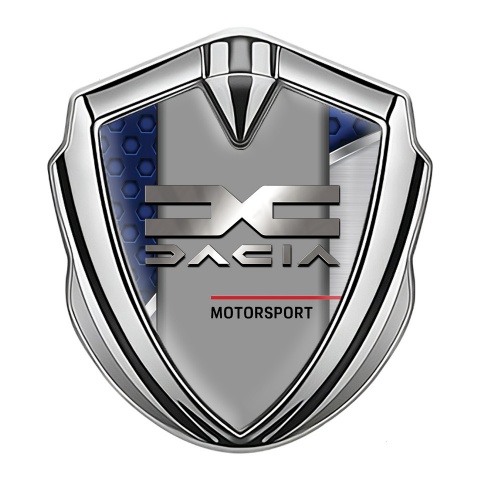 Dacia Emblem Auto Zeichen Silbertonfarbe Silber Blau Basis mit Metallicsh Logo