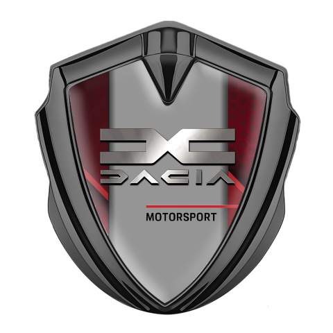 Dacia Emblem Aufkleber Autozubehor Graphit Tonfarbe Rote Fragmente Basis mit Grau Logo Panel