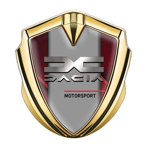 Dacia Emblem Aufkleber Autozubehor Goldtonfarbe Rote Fragmente Basis mit Grau Logo Panel