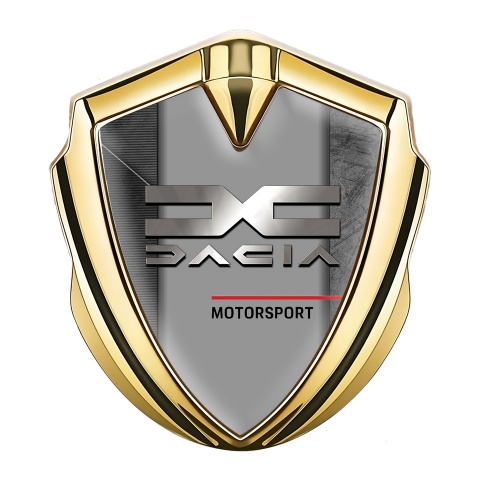 Dacia Selbstklebendes Metallaufkleber Emblem Goldtonfarbe mit Steinstruktur Effekt Hintergrund