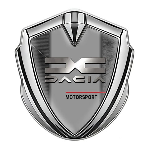 Dacia Selbstklebendes Metallaufkleber Emblem Silbertonfarbe mit Steinstruktur Effekt Hintergrund