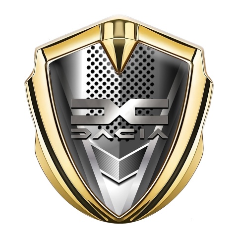 Dacia Emblem Abzeichen selbstklebend Goldtonfarbe Reibe Effekt mit Metall logo Design