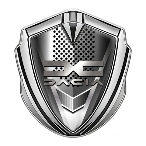 Dacia Emblem Abzeichen selbstklebend Silbertonfarbe Reibe Effekt mit Metall logo Design