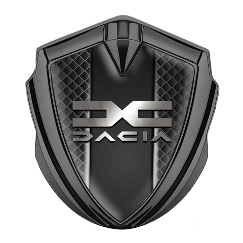 Dacia Emblem Auto Zeichen Graphit Tonfarbe Dunkles Netz Mit Metall Logo