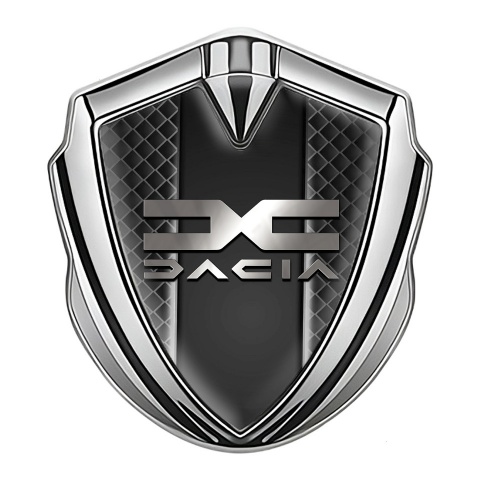 Dacia Emblem Auto Zeichen Silbertonfarbe Dunkles Netz Mit Metall Logo