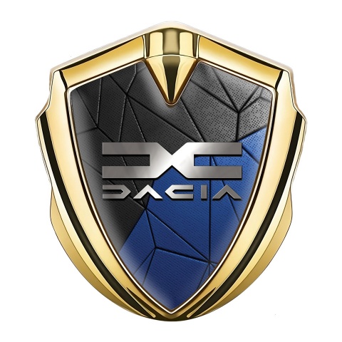 Dacia Emblem Aufkleber Autozubehor Goldtonfarbe Schwarz Blau Mozaik mit Metall Logo