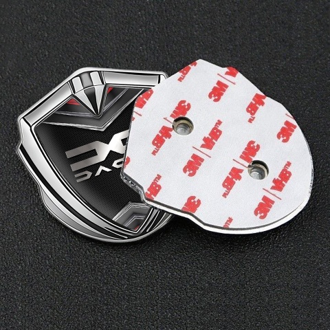 Dacia Emblem Logo Schriftzug Aufkleber Silbertonfarbe Schwarz Basis mit Schild Effekt