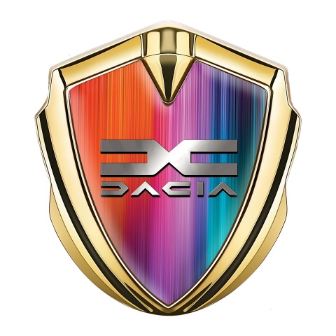 Dacia Seitenflugel Emblem Aufkleber Goldtonfarbe Mehrfarbig Hintergrund und Metall logo Stil