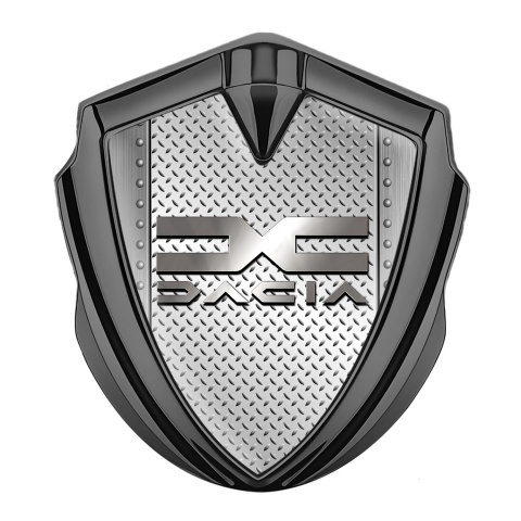 Dacia Emblem Abzeichen Graphit Tonfarbe Metallboden Basis Motiv und Metall Logo