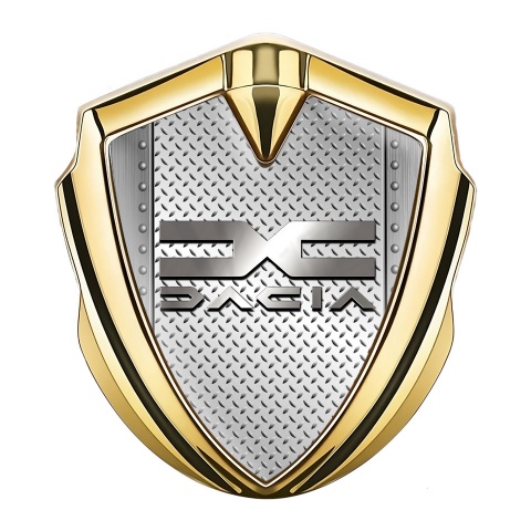 Dacia Emblem Abzeichen Goldtonfarbe Metallboden Basis Motiv und Metall Logo