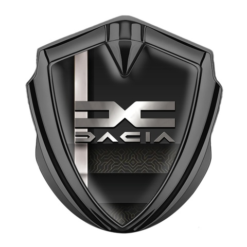 Dacia Abzeichen selbstklebend Graphit Tonfarbe Treppe Effekt mit Metall Logo Design