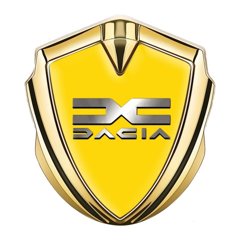 Dacia Emblem Aufkleber Autozubehor Goldtonfarbe Gelb Hintergrund mit Metall logo design