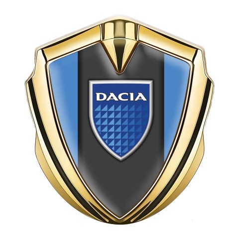 Dacia Emblem Auto Zeichen Goldtonfarbe Blau Basis mit Blau Schild Logo