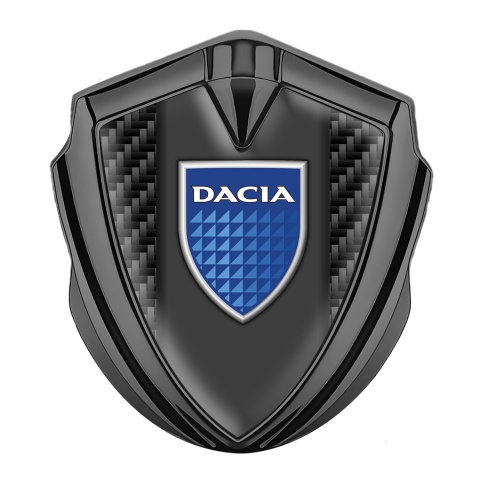 Dacia Emblem Aufkleber Autozubehor Graphit Tonfarbe Schwarz Kohlenstoff mit Blau Schild Logo