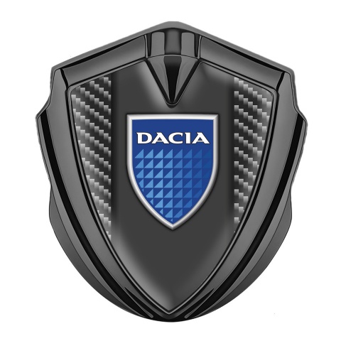 Dacia Seitenflugel Emblem Aufkleber Graphit Tonfarbe Dunkles Kohlenstoff mit Logo Blau Schild