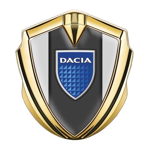 Dacia Emblem Abzeichen Goldtonfarbe Grau Fundament mit Logo Blau Schild