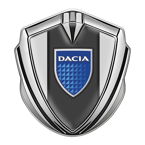 Dacia Emblem Abzeichen Silbertonfarbe Grau Fundament mit Logo Blau Schild
