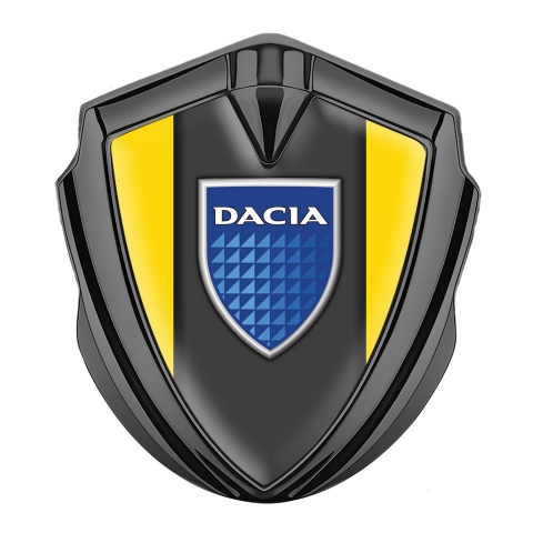Dacia Emblem Auto Zeichen Graphit Tonfarbe Gelb Basis mit Logo Blau Schild