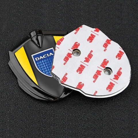 Dacia Emblem Auto Zeichen Graphit Tonfarbe Gelb Basis mit Logo Blau Schild