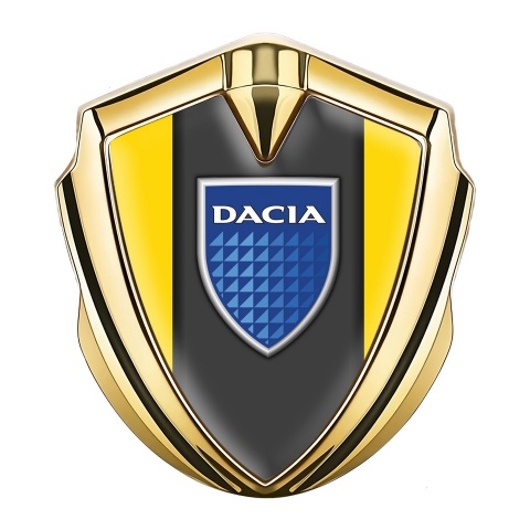 Dacia Emblem Auto Zeichen Goldtonfarbe Gelb Basis mit Logo Blau Schild