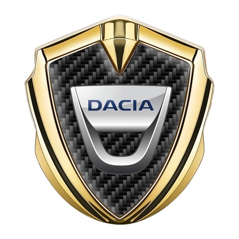 Dacia Seitenflugel Emblem Aufkleber Goldtonfarbe Schwarz carbon mit Klassisch Logo Stil
