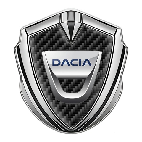 Dacia Seitenflugel Emblem Aufkleber Silbertonfarbe Schwarz carbon mit Klassisch Logo Stil