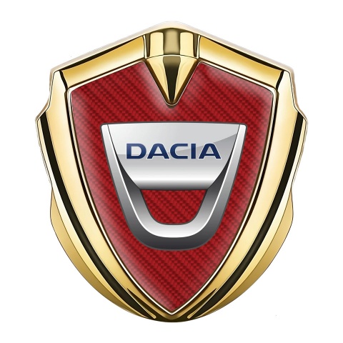 Dacia Emblem Abzeichen Goldtonfarbe Rote Carbon mit Klassisch logo
