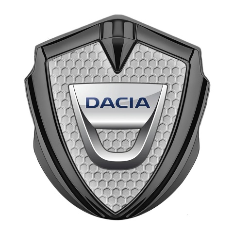 Dacia Emblem Abzeichen selbstklebend Graphit Tonfarbe Bienenwabe Basis Design mit Klassisch Logo