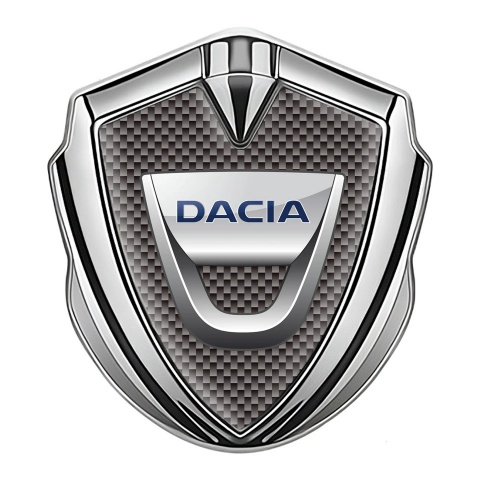 Dacia Emblem Auto Zeichen Silbertonfarbe Braun Carbon mit Klassisch Logo