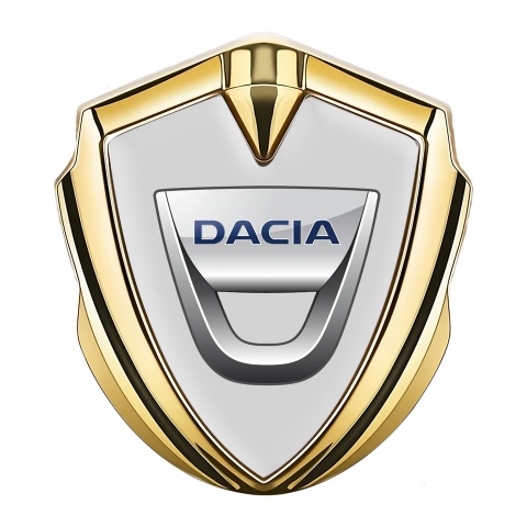 Dacia Selbstklebendes Metallaufkleber Emblem Goldtonfarbe Grau Basis mit Klassisch logo