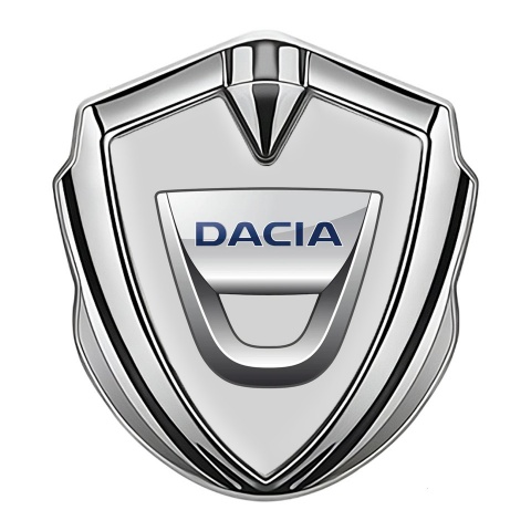 Dacia Selbstklebendes Metallaufkleber Emblem Silbertonfarbe Grau Basis mit Klassisch logo