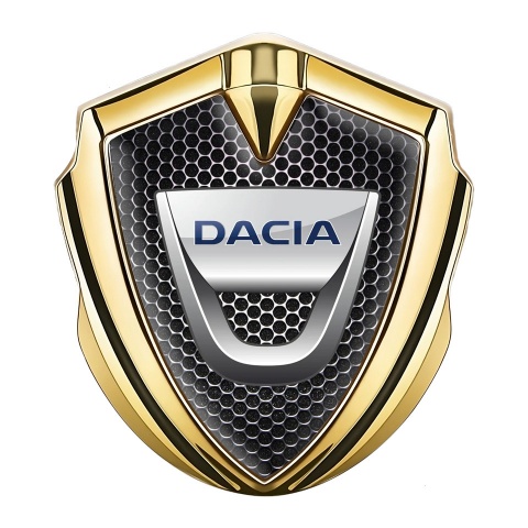 Dacia Seitenflugel Emblem Aufkleber Goldtonfarbe Perforierter Stahl mit Klassisch Logo Design