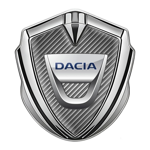 Dacia Emblem Abzeichen Silbertonfarbe Hell Carbon mit Klassisch Logo