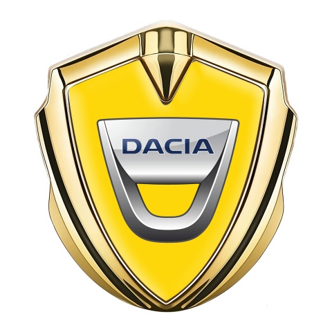 Dacia Abzeichen selbstklebend Goldtonfarbe Gelb hintergrund mit Klassisch Logo