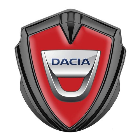 Dacia Emblem Abzeichen selbstklebend Graphit Tonfarbe Rote Basis mit Klassisch Logo