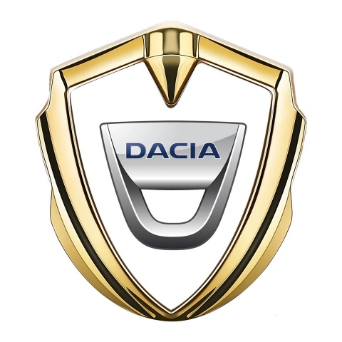 Dacia Emblem Auto Zeichen Goldtonfarbe Weiss Basis Mit Klassisch Logo Stil
