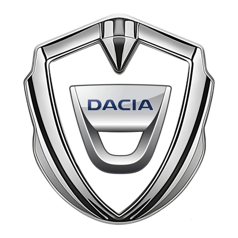 Dacia Emblem Auto Zeichen Silbertonfarbe Weiss Basis Mit Klassisch Logo Stil