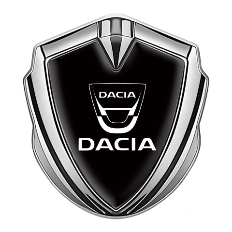 Dacia Selbstklebendes Metallaufkleber Emblem Silbertonfarbe Schwarz Vorlage Weiss Logo Stil