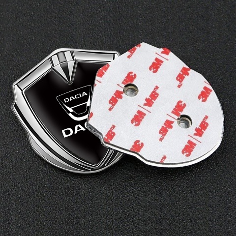 Dacia Selbstklebendes Metallaufkleber Emblem Silbertonfarbe Schwarz Vorlage Weiss Logo Stil