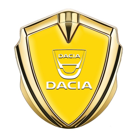 Dacia Seitenflugel Emblem Aufkleber Goldtonfarbe Gelb Basis Mit Weiss logo