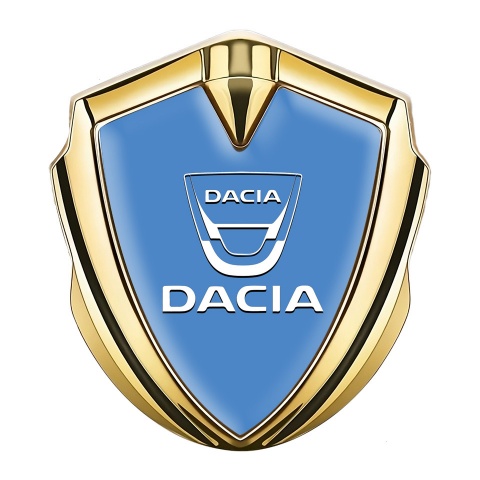 Dacia Emblem Abzeichen Goldtonfarbe Blau Basis mit Weiss logo