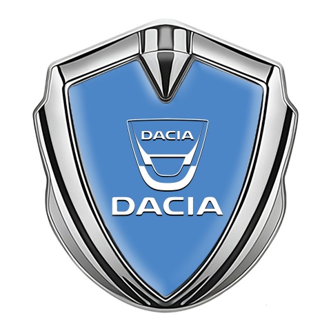 Dacia Emblem Abzeichen Silbertonfarbe Blau Basis mit Weiss logo