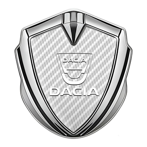 Dacia Emblem Auto Zeichen Silbertonfarbe Weiss Carbon Version