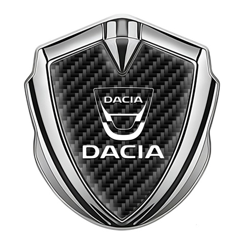 Dacia Selbstklebendes Metallaufkleber Emblem Silbertonfarbe Schwarz Carbon Version